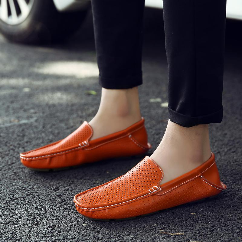 Summer Genuine Leather Loafers Men Breathable Moccasins Boat Shoes for Man Classic Driving Men's Shoes Luxury Hollow Male Flats