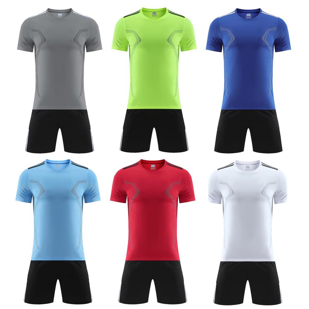 Football Jersey Short-sleeved Suit Mens and Womens Training Jerseys Running Fitness Athleticwear Breathable Printing Childrens Competition Jersey