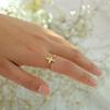 Women Trendy CZ Stone Statement Feather Metal Ring Resizable, Dainty Cubic Zirconia Open Thumb Stackable Knuckle Finger Rings