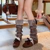 1 Pairr Vertical Striped Cuffed Leg Warmer Thickened Knit Knit Leg Sleeve  Autumn Winter Wear