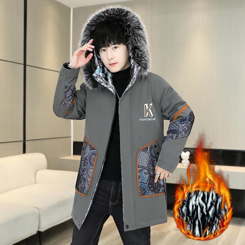 

Мужское зимнее пальто с капюшоном из искусственного меха, длинный рукав, повседневный стиль, полиэстер, застежка-молния спереди, принт с буквами, подкладка из полиэстера, спущенные рукава XXXXL серый