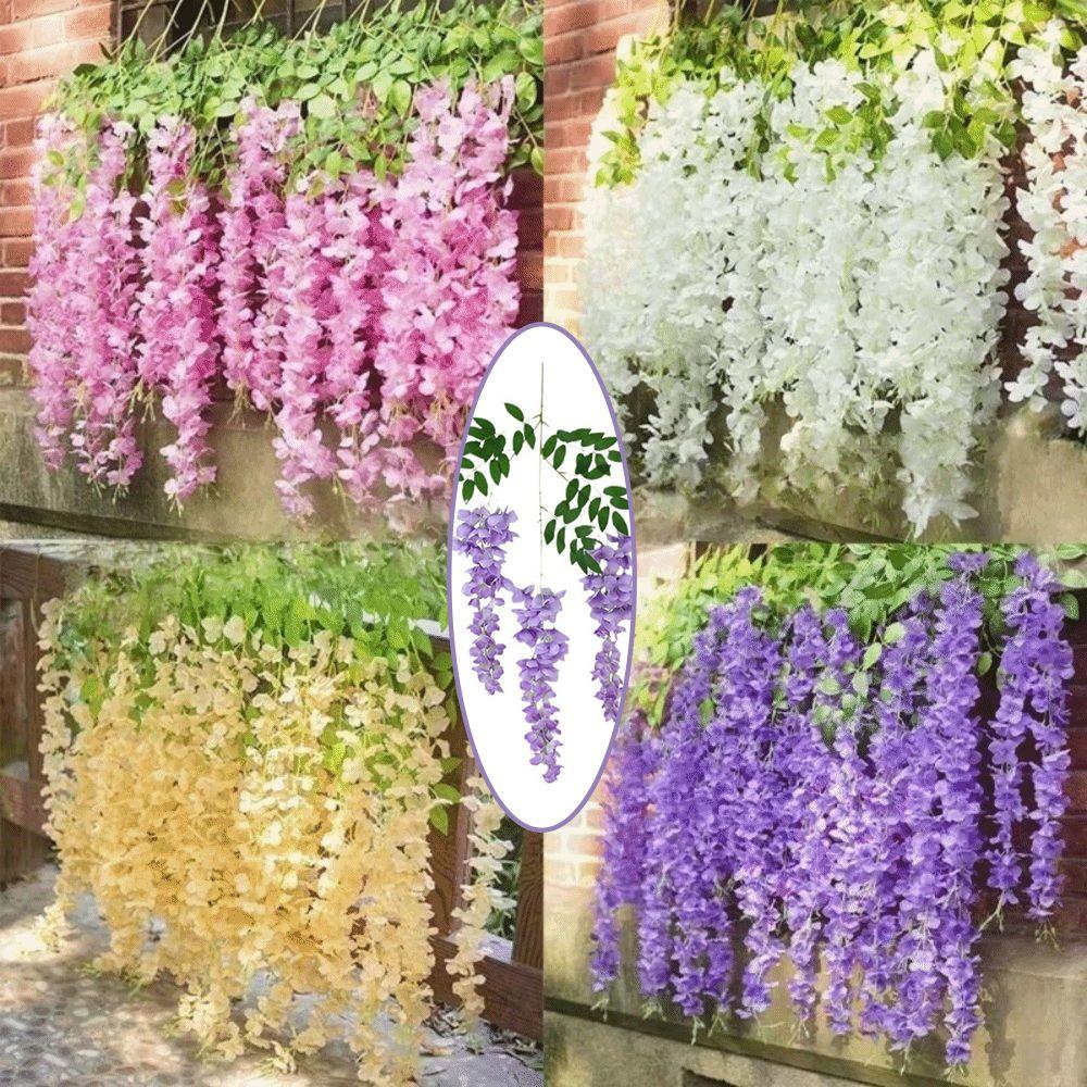 96cm Long Branches Artificial Wisteria Flowers Hanging Trailing Realistic Decorative Artificial Fake Flower