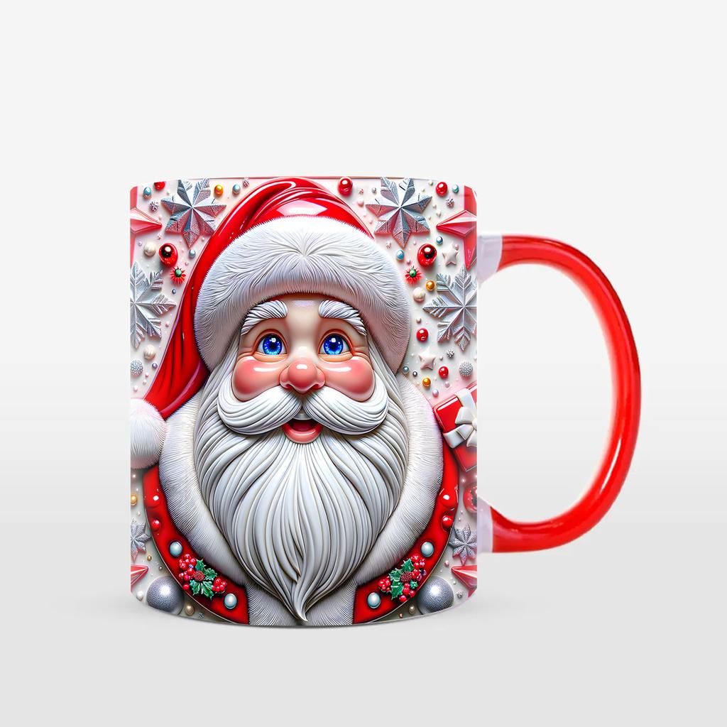 3D Christmas Ceramic Coffee Mug Santa Claus Water Cup 2024