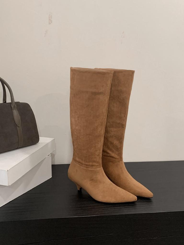 666-5~ French Pointed But Knee Boots Women's Boots New Tall Stacking Boots In Autumn and Winter 2025