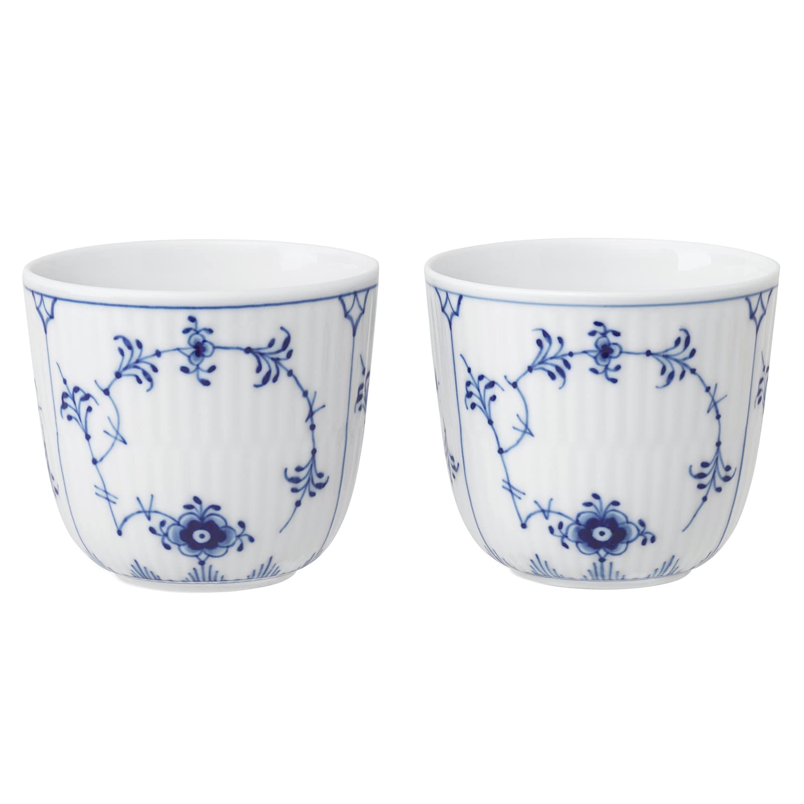 

[Officially Imported] Royal Copenhagen Blue Fluted Plain Cups, Pair, Approximately 6cm Tall, Wedding Gift, 1062453