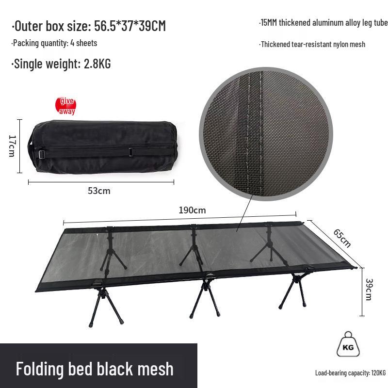 Adjustable Aluminum Folding Camping Bed with Oxford Cloth