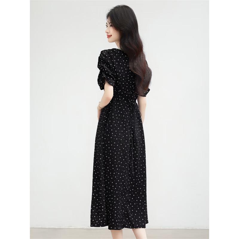 French Hepburn Style Floral Lace Midi Dress