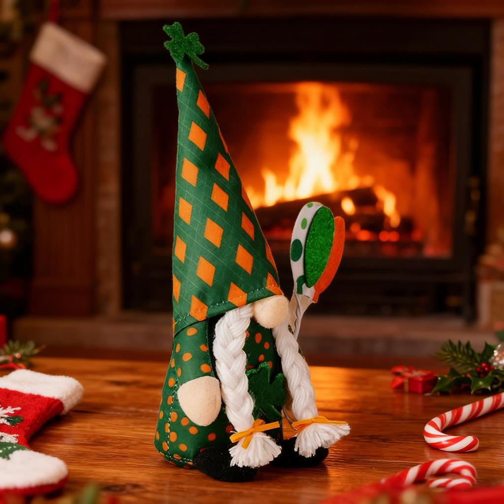 Christmas Gnomes Holiday Cute St Patrick Day Soft Doll Rustic Tabletop Christmas Gnome For Desk Table Shelf Mantel Tiered Tray
