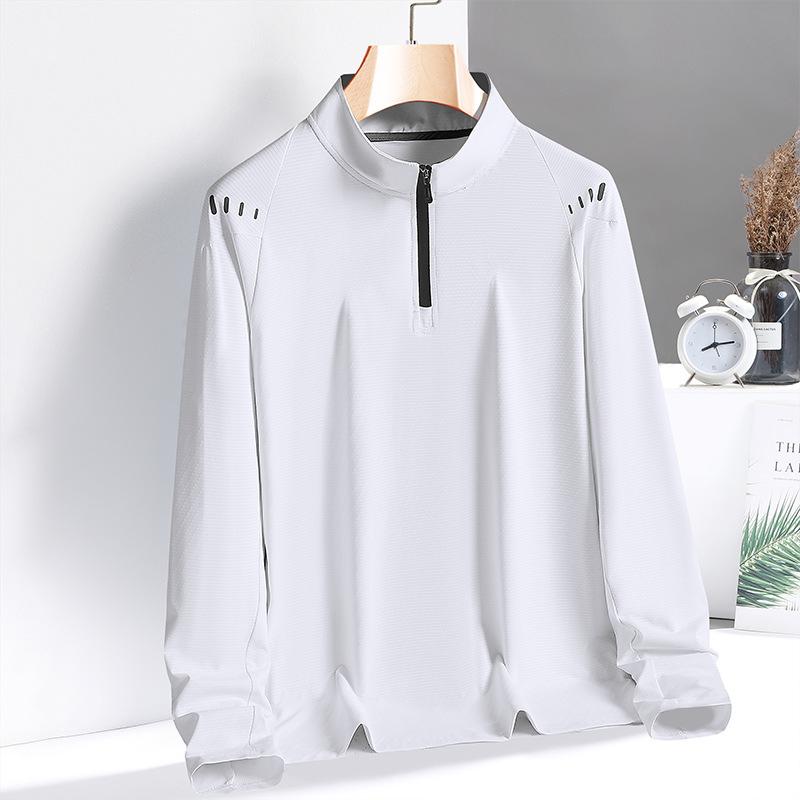 Schnelltrocknende Kleidung Herren Langarm Schnelltrocknende T-Shirts Sport Stehkragen Elastisch Atmungsaktiv Schnelltrocknend Hochelastische Kleidung