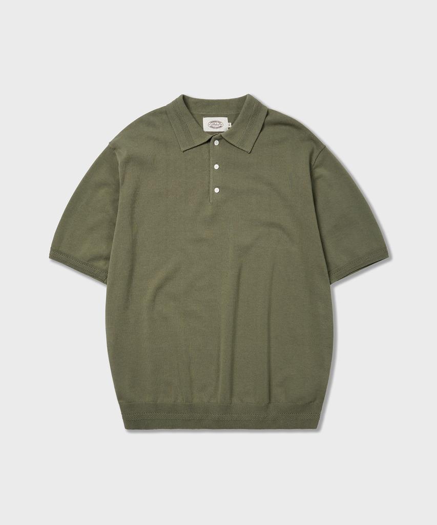 AMFEAST (100% Cotton) Essential Polo Half Knit Olive