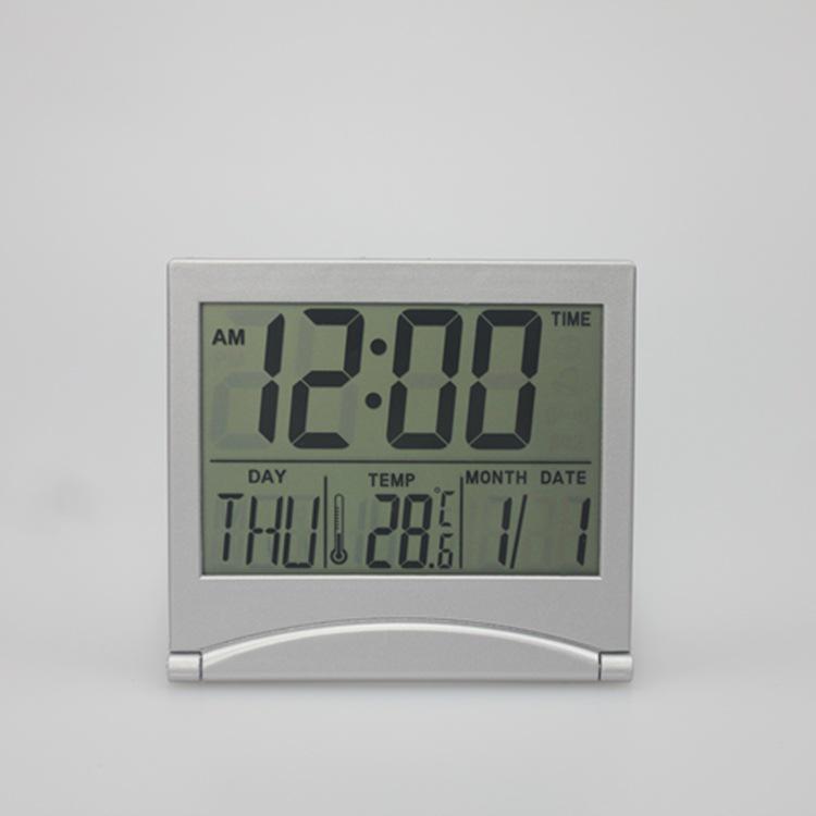 Ultra-Thin Travel Desktop Clock with Folding Calendar, Date, Temperature, and Alarm - Customizable LOGO MT-033.
