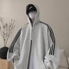 Unisex Striped Splicing Hooded Cardigan - Heavy Spring/Autumn Jacket