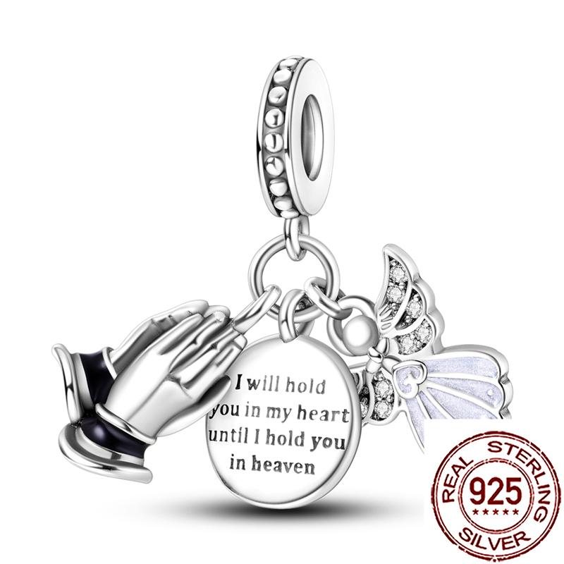 Charms Copper Angel Crucifix Cross Dangle Religious Beads Fit Snake Chain Bracelet Necklace Women Diy Jewelry