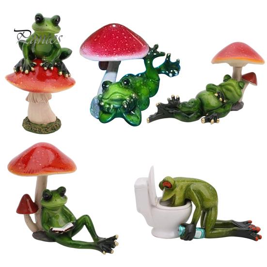 Humorous Gift for Friends Drunk Frog on The Toilet Decor, Funny Sculpture Tabletop Stress Relief Gag Cute Resin Desktop Ornament Home Office