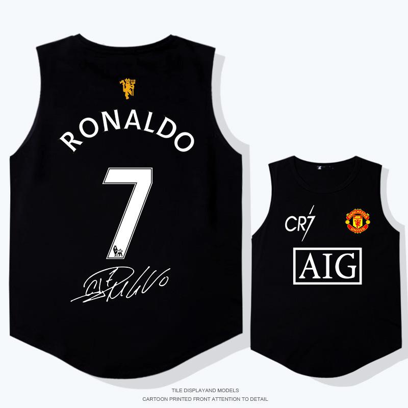 Cristiano Ronaldo schnelltrocknendes Sport-Tanktop lockerer Schnitt Ärmel Sommer Jugend Schüler Fußball Sportweste mit Schulterjacken