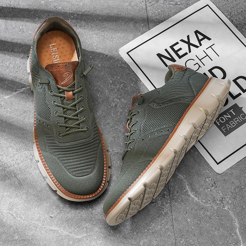 

2025 весна и осень новые большие размеры 50 летучая трикотажная сетка на одной педали мягкая подошва повседневная спортивная обувь модные кроссовки для бега 50 армия зеленый