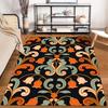Vintage Floral Pattern Carpet with Orange Bell Flowers on Black Base Suitable for use as an anti-slip for living room bedroom sofas