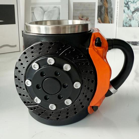 Design brzdových destiček Kávový hrnek 300ml Průmyslový styl Nerezový hrnek