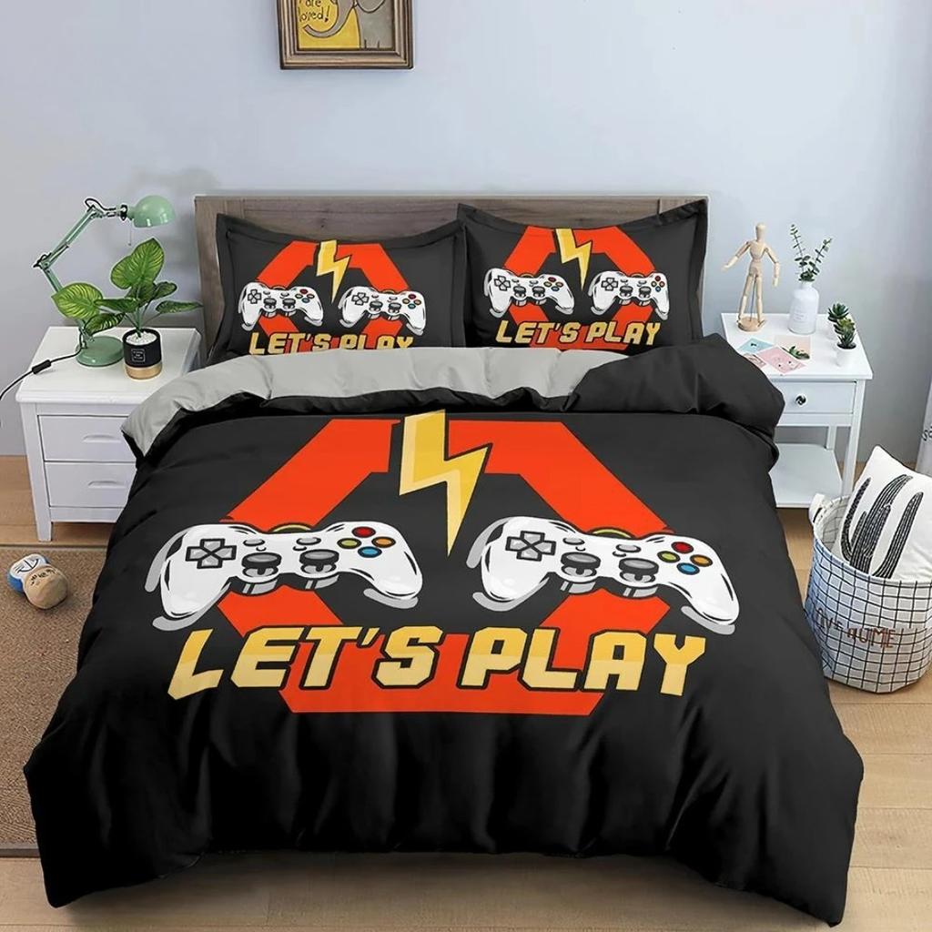 Gamepad Duvet Cover 2/3Pcs Game Bedding Set Teens Video Game Quilt Cover Set ,King, Double Bed, For Bedroom
