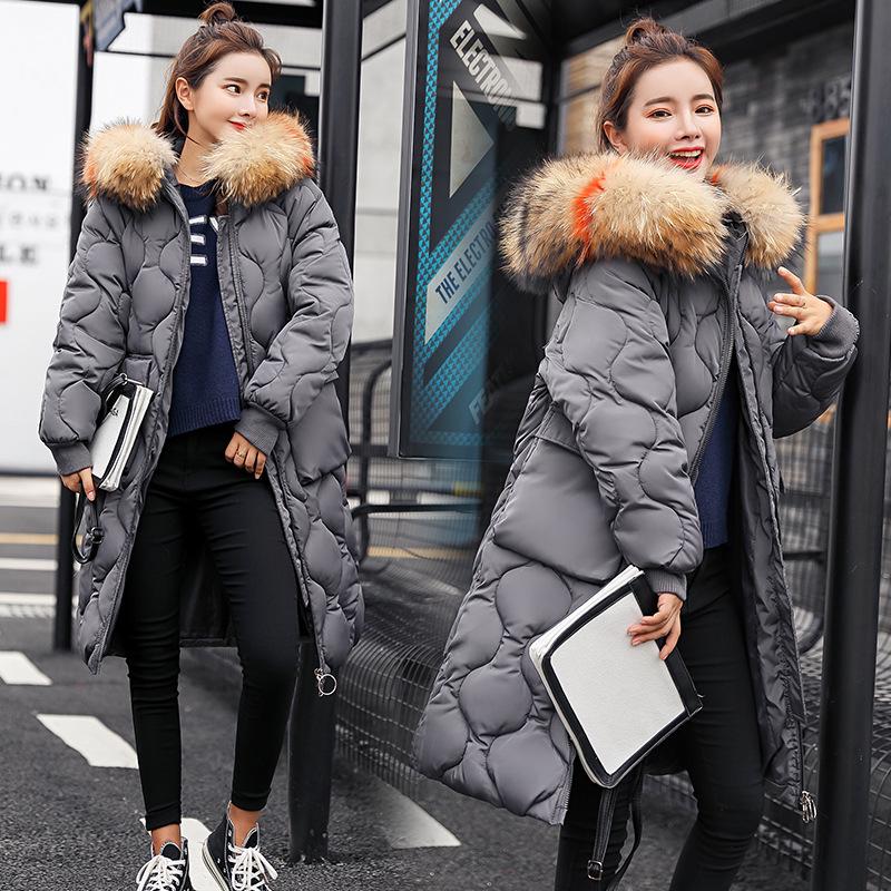 

Одинокая тонкая женская хлопковая куртка с подкладкой для женщин с большим мехом, сохраняющая тепло XXXL темно серый