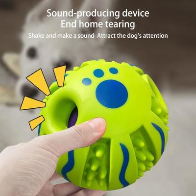ABS Chew Resistant Dog Ball With Squeaker Sound Chewing Toy For Medium Large Dogs Teeth Cleaning Bumps