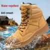 Men's High-Top Safety Boots, Yellow, Side Zipper, Anti-Smash & Anti-Puncture, PU/TPU Sole