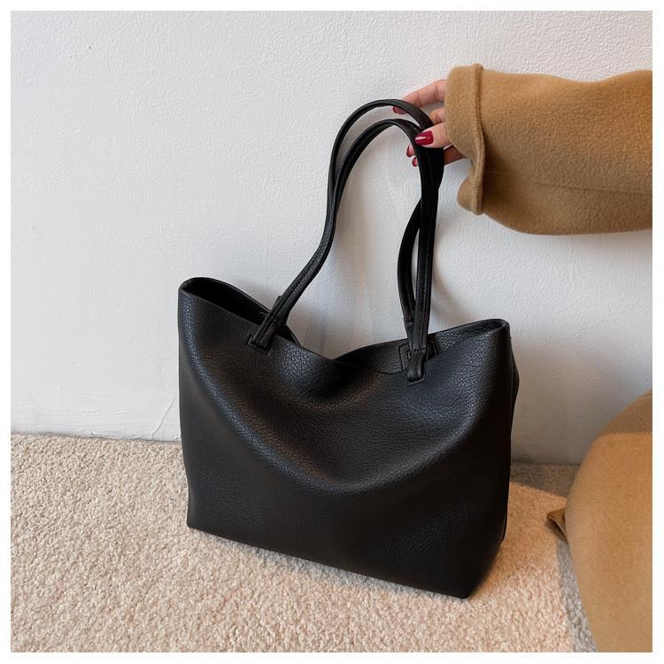 IELGY All-Match Casual Soft Leather Shoulder Bag Large Capacity Atmospheric Tote Bag