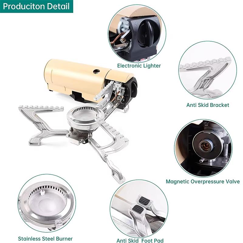 Portable Camping Stove 2600W Foldable Butane Camping Gas Stove with Carrying Bag Outdoor BBQ Picnic Gas Burner Stove JT473