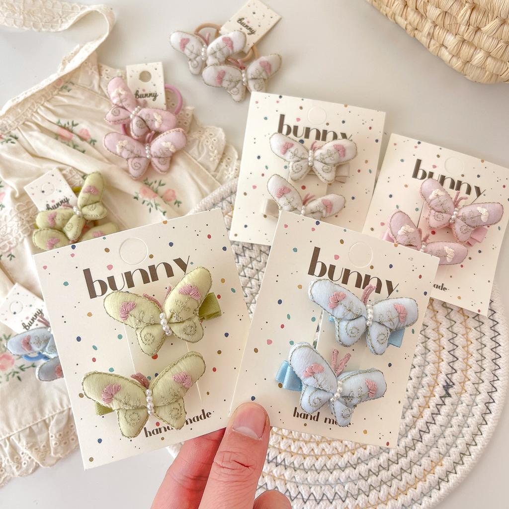 2 Stück/Los Kinder Schmetterling Haarspangen Handgemachte Stickerei Baby Mädchen Süße Haarspangen Haarspangen Haarklammern Haarschmuck Kopfschmuck