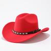 Autumn and Winter Men and Women Retro Ethnic Style Woolen One-word Top Cowboy Hat Big-brimmed Top Hat Jazz Hat