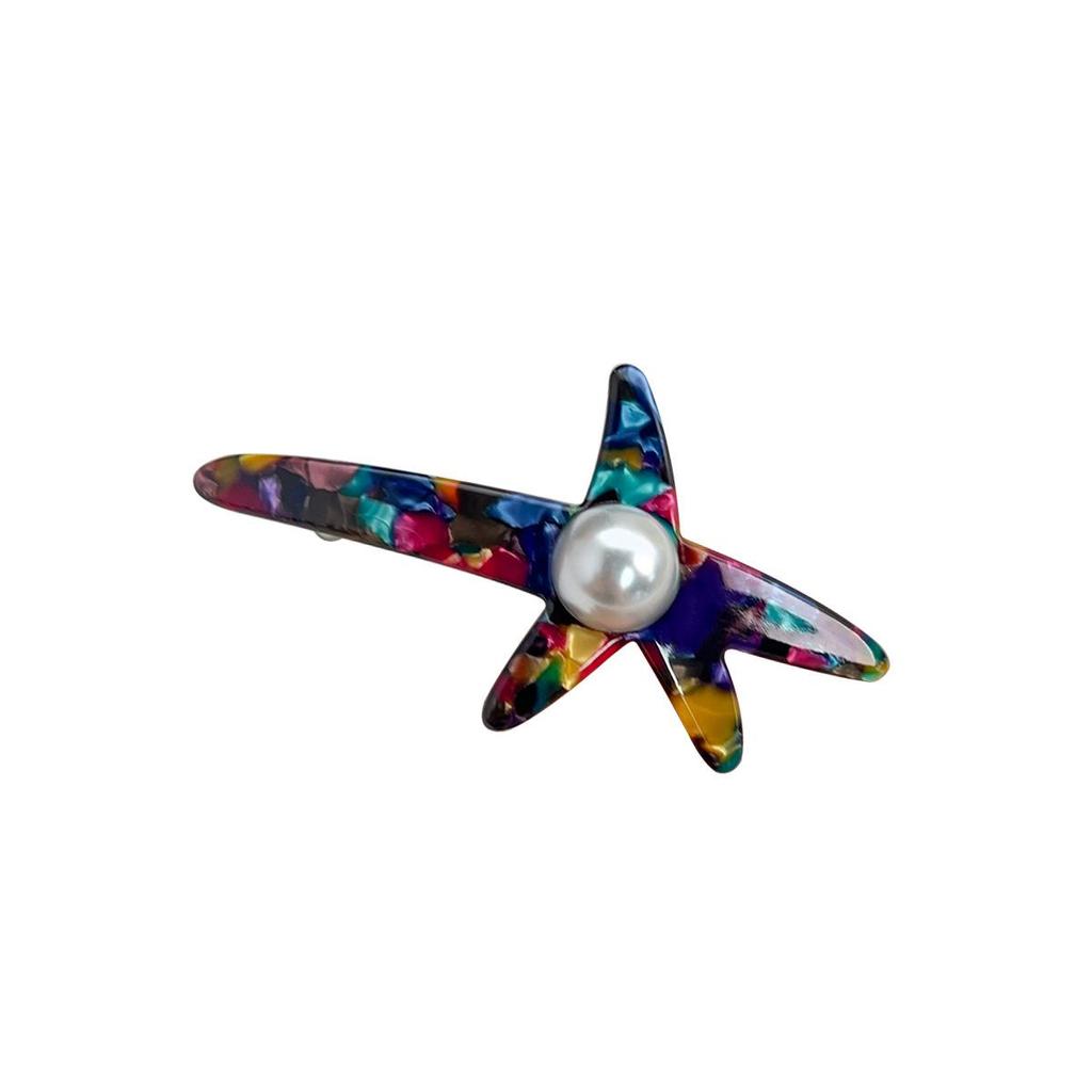 Retro Pearl Pentagonal Acetate Hair Clip: Versatile European & American Style Hair Accessory for Ponytails