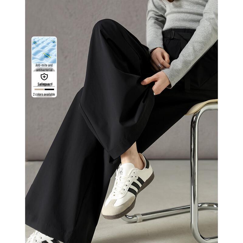 Women s Anti-Mite High-Waisted Pleated Straight Casual Pants M