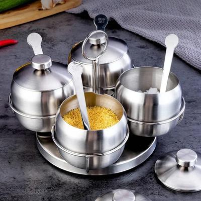 1/3/4 szt. Słoiki na przyprawy ze stali nierdzewnej z pokrywką Miseczki na przyprawy Pojemnik na przyprawy Solniczka Cukiernica Domowe przybory kuchenne