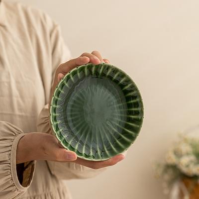 Neuer japanischer Retro-Smargd-Dessertteller Kuchenteller Salatteller kleiner Teller Dessert runder Teller