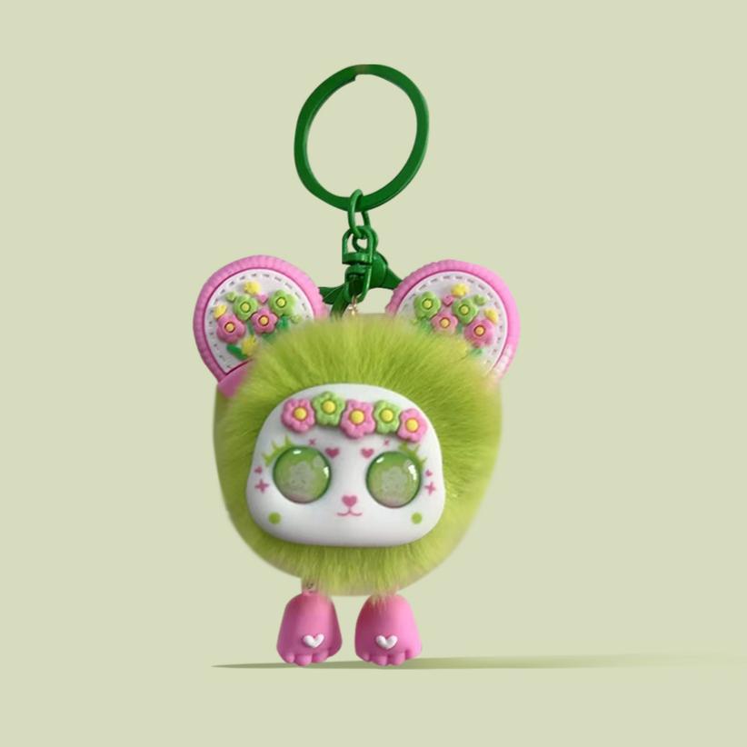 Brelok z futerkiem królika futrzany wisiorek pluszowy wisiorek do torby uroczy komiks z prawdziwymi włosami akcesoria do prezentów dla par wisiorek do tornistra