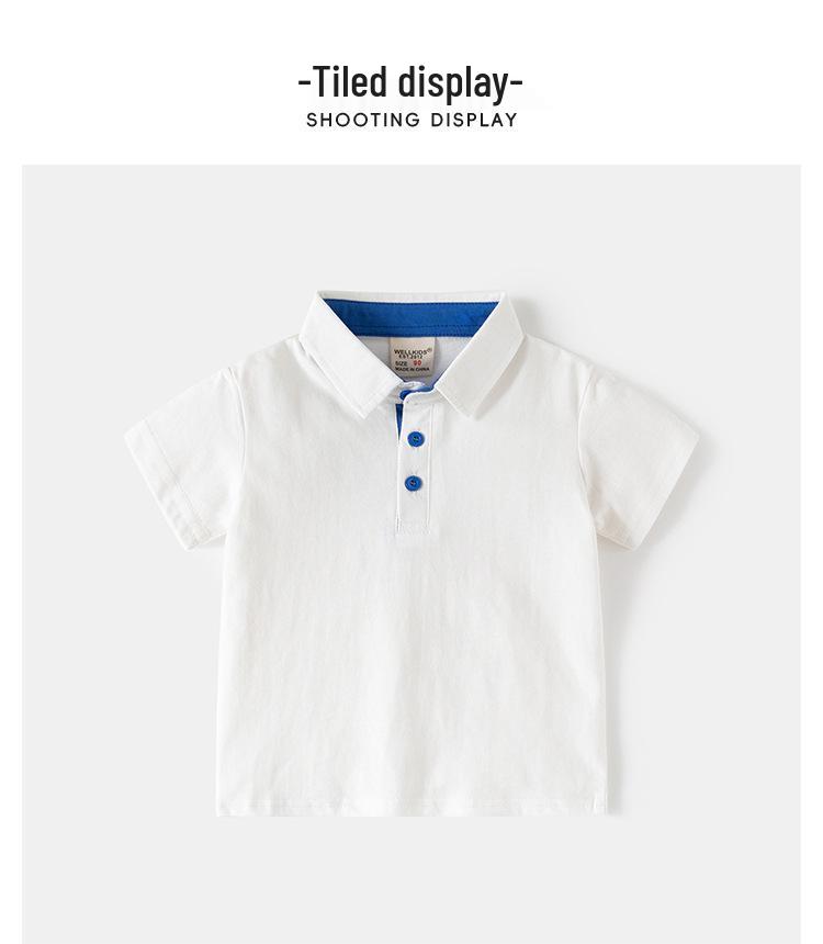 2026 Summer Boys' Polo Shirt - Plain Color Short-Sleeve Children's Top