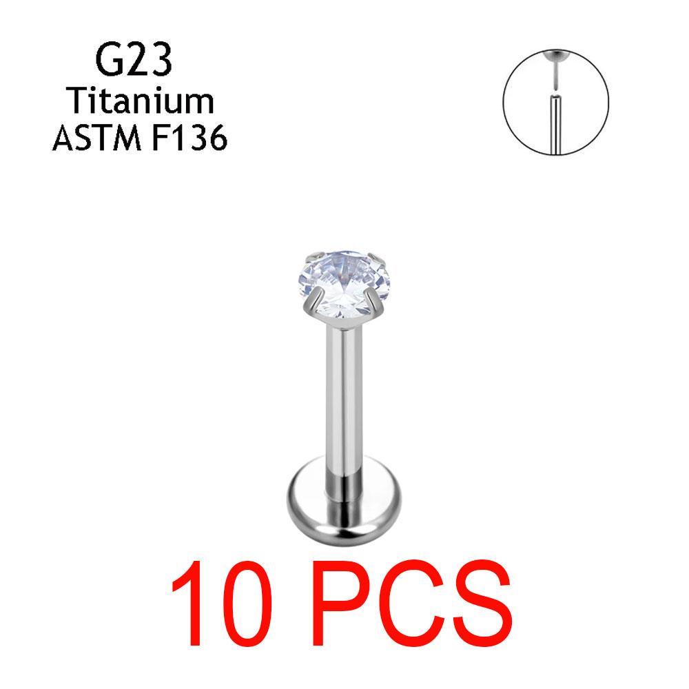 10 Stück Ohrstecker Gewindelose G23 Titan Nase PIERC Push Pin Labret Lippenringe Ohrringe Knorpel Helix Piercing Schmuck