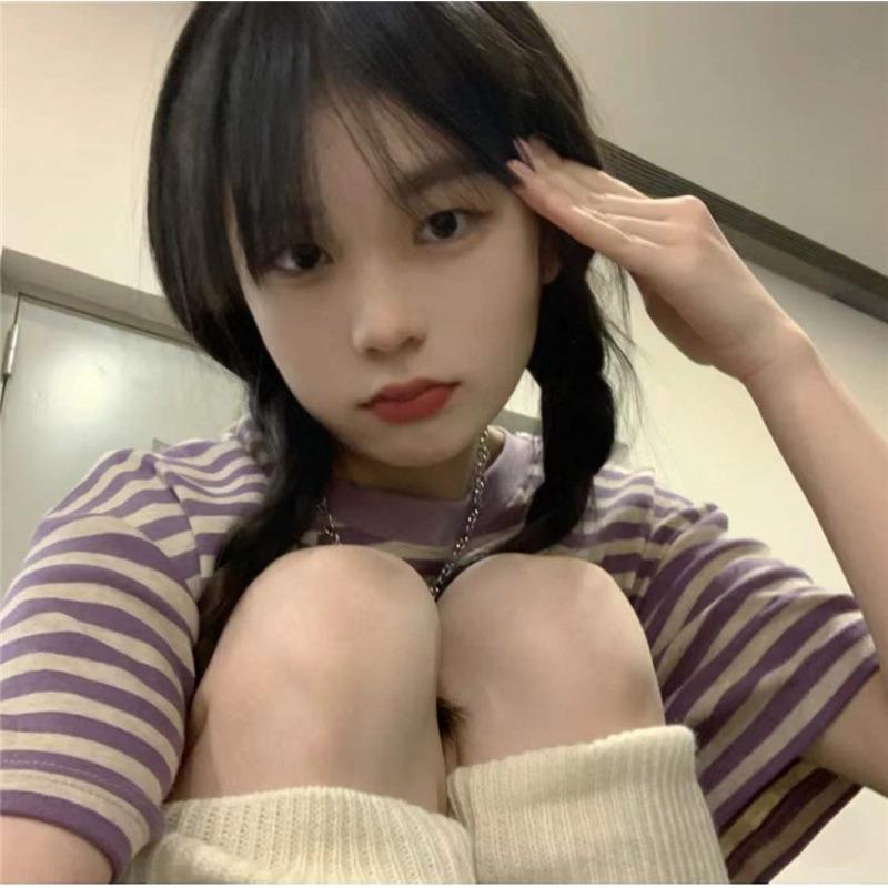 Women's Short-sleeved T-shirt Summer Port Flavor Loose All Match Medium Long Top