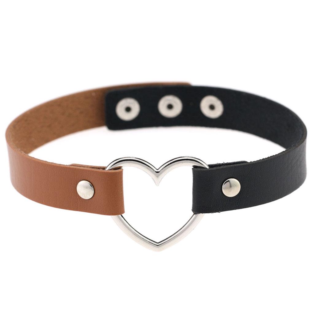 Buntes Halsband Japanischer Stil Halloween Damen Accessoire Leder Choker Kette Halsband Verstellbar Funkelnder Herz Choker