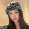 Leopard Print Artistic Beret for Women - Autumn/Winter Minimalist British Style Painter Hat