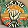 Metal Poster Vintage 60s 70s Shaka Hawaii Peace Sign Positive Energy Beach House Wall Decor
