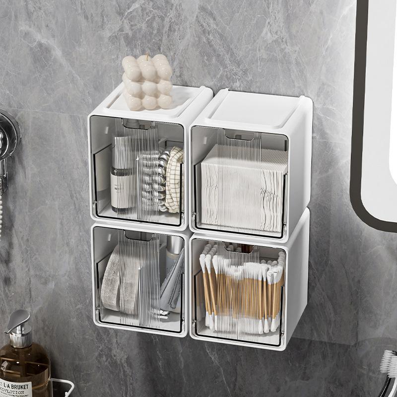 Transparent Bathroom Cotton Stick Makeup Cotton Bathroom Pull-Out Storage Drawer Style Storage Box Under The Mirror Cabinet