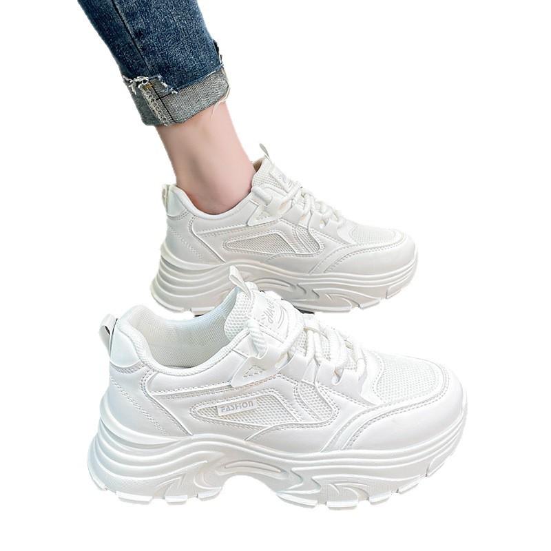 Dad Shoes Girl 2025 New Popular Spring and Summer Mesh Breathable Versatile Platform Casual Sneakers Lightweight Little White Shoes
