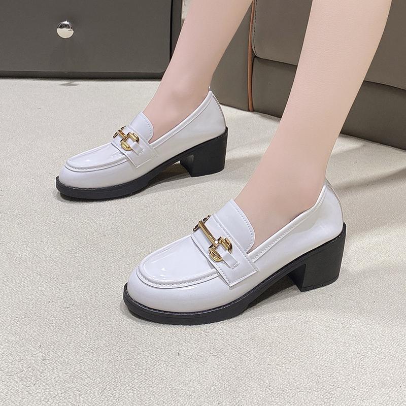 Zapatos Nuevos para Mujer Moda Exterior Punta Redonda Color Sólido Gruesos con Resistentes al Desgaste Zapatos de Señora Zapatos Para Mujeres