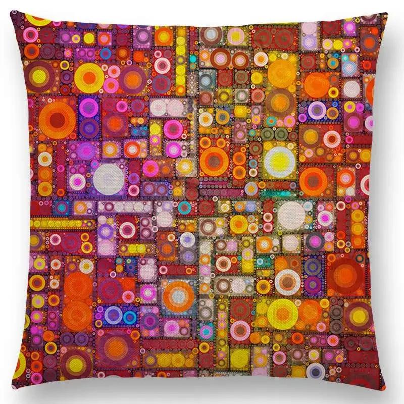 Butterfly Dream Love Flowers Sofa Throw Pillow Case Soul Heart Tulip Golden Circles Floral Stained Glass Colorful Cushion Cover