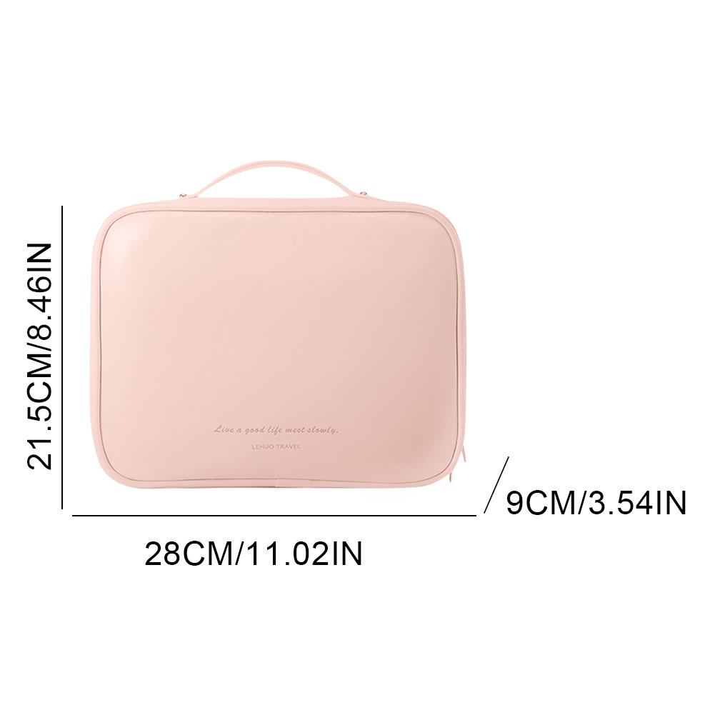 Multi-Compartment Travel Makeup Bag Portable PU Leather Large Wash Bag Large Capacity Make Up Storage Bag Outdoor Makeup Bag