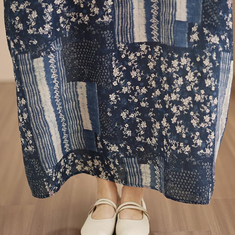 DIMANAF Spring Summer New 2026 Women Plus Size Long Dress Loose Basic Vintage Oversize Long Sleeve Maxi Floral
