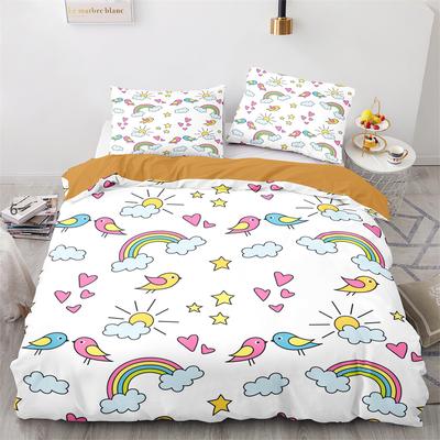 Regenbogenvögel Sterne Bettbezug Set Einzelbett Doppelbett Größe Niedlich Polyester Bettdeckenbezug Für Kinder Jungen Mädchen Bettwäsche Set Steppdeckenbezug