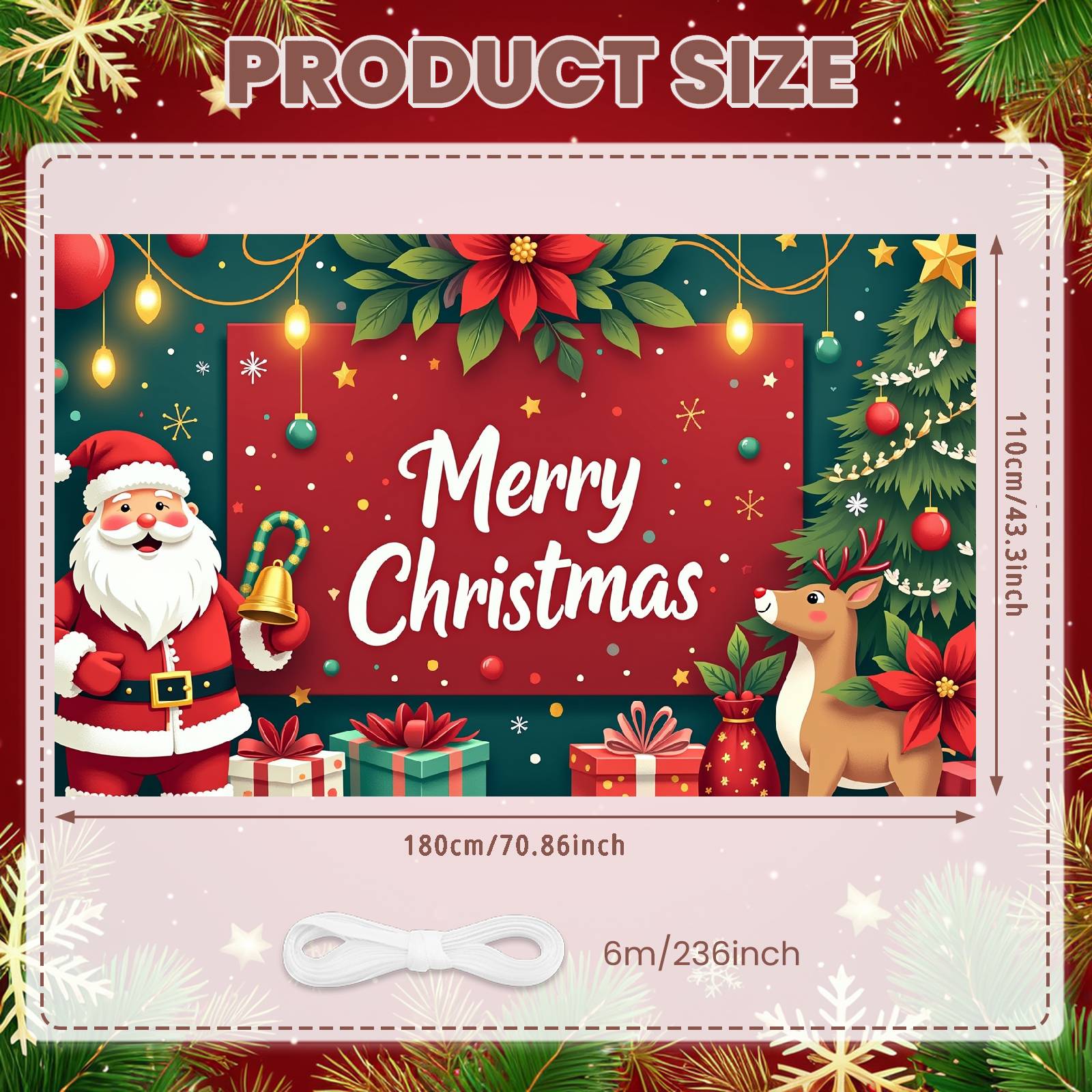 

Reindeer Banner Gift Box Decoration Holiday Decoration Banner Christmas Party Banner Colorful Balls For Christmas Party Xmas