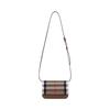 Vintage kostkovaná hnědá kožená crossbody taška s nastavitelným popruhem pro každodenní použití